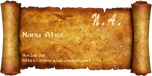 Nanu Alex névjegykártya
